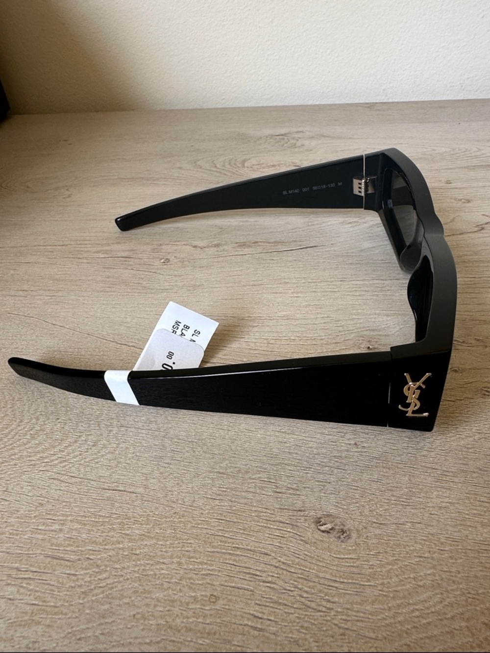 Unisex Saint Laurent Black Thick-Frame Logo Sunglasses - Picture 8 of 8